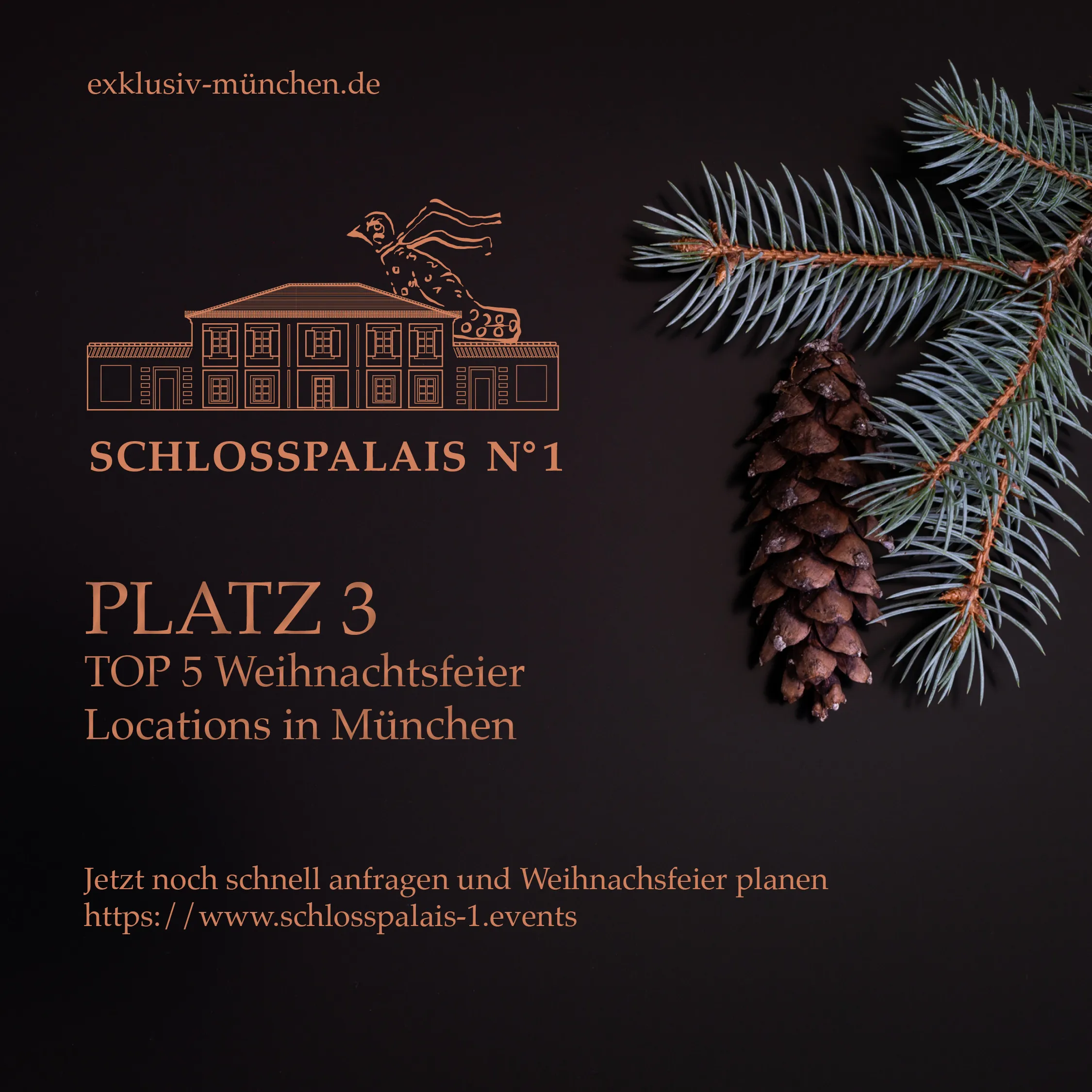 Platz 3 der Top 5 Weihnachtsfeier-Locations in München – Auszeichnung von exklusiv-münchen.de, 2022